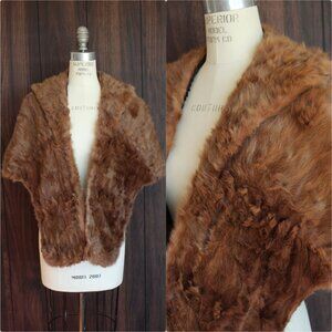 Vintage 1950s Fur Wrap, Formal Evening Shawl